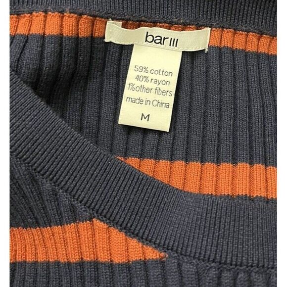 Bar Iii Womens Medium Flared Sleeve Pullover Sweater Blouse Navy Blue Rust NWT - Picture 5 of 6